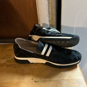 Black Slip-On Loafers with Suede Finish